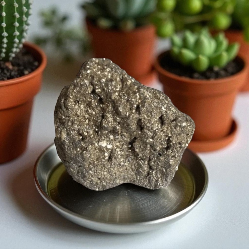 Golden‎ Pyrite Crystal Cluster | Raw Nugget for Boho Decor & Energy Healing